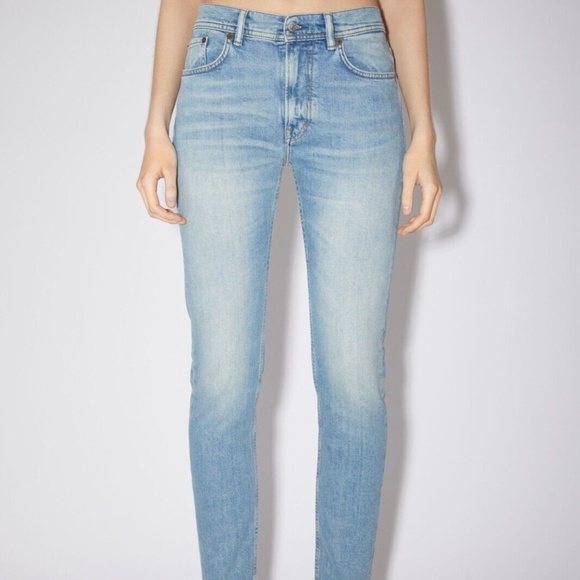 Acne Studios Melk Light Blue High Rise Slim Fit Crop Denim Jeans - Picture 16 of 16